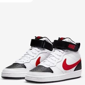 EUC NIKE: Court Borough Mid 2- Red and Black Basketball Sneakers EUC- Size 7Y